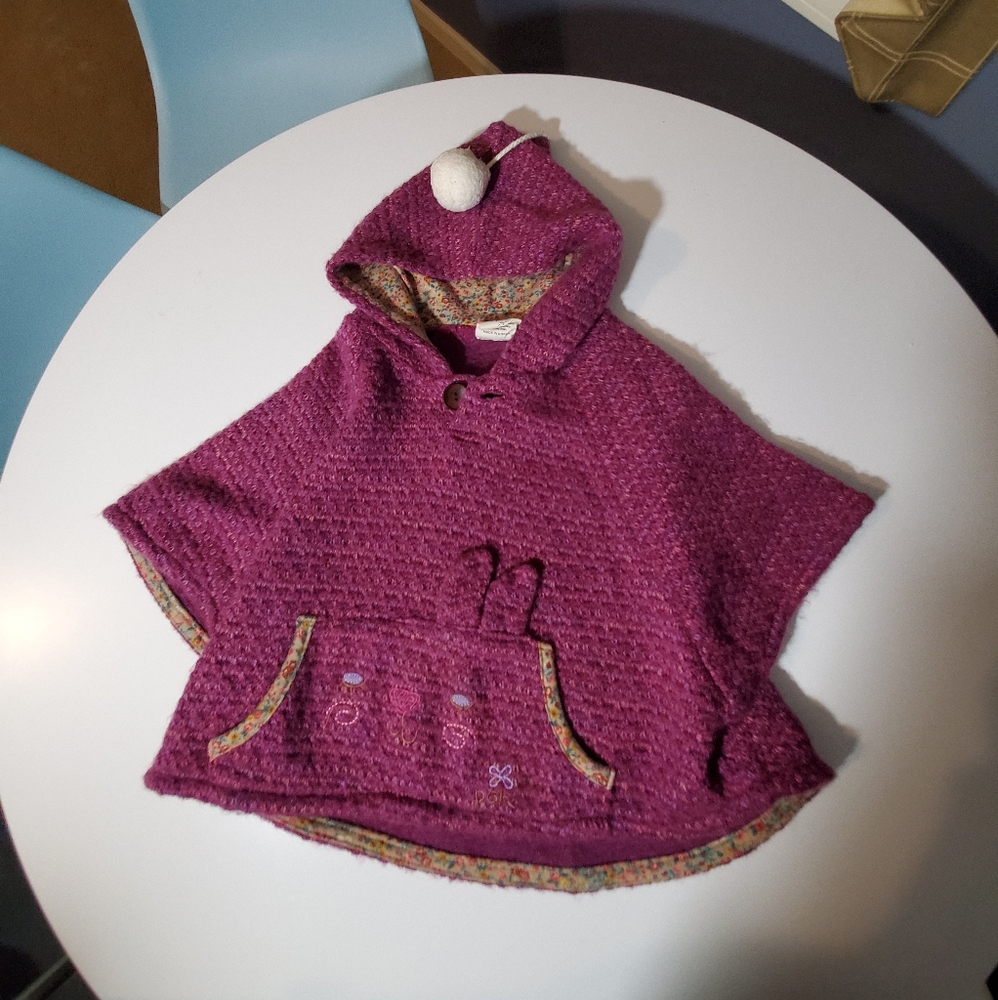 Purple rabbit knitted sweater pom Capes
